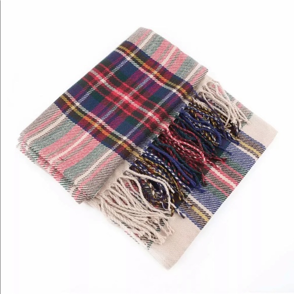 NEW Khaki Blend Oversized Tartan Scarf - Picture 5 of 7